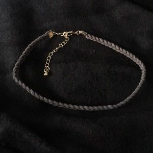 Grey braided choker necklace